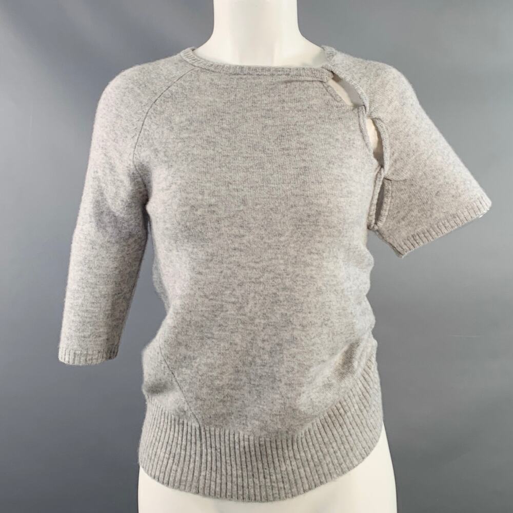 CHRISTOPHER ESBER Size XS Grey Heather Cashmere Knit Asymmetrical Casual Top